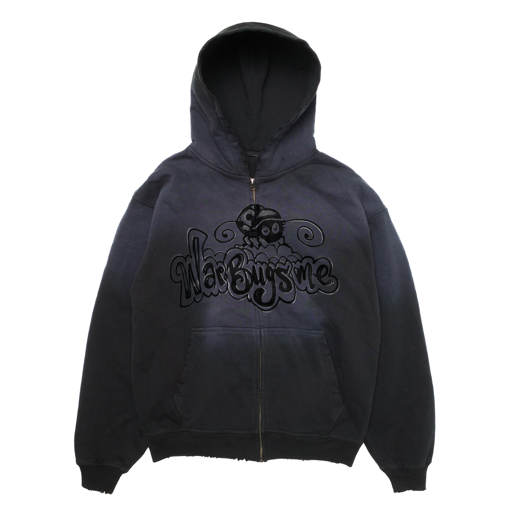 AIRBRUSH SOLDIER BUG ZIP UP (WASHED BLACK)