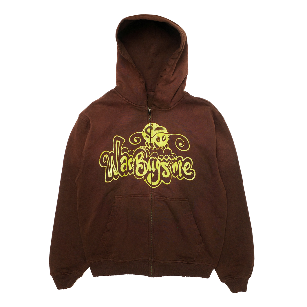 AIRBRUSH SOLDIER BUG ZIP UP (WASHED CHOCOLATE)